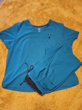 Koi Next Gen Teal Medical Scrub Top and Pants Set
